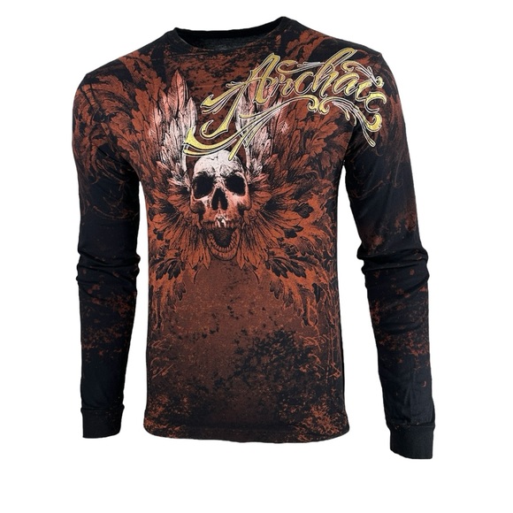 Archaic by Affliction Men's T-Shirt Hinsley Skull Wings Biker S-4XL - Picture 4 of 9